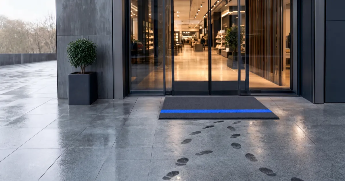 Footprints turning away from a shop door, a metaphor for a website not converting visitors